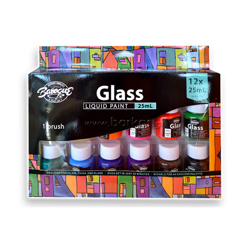 Glass Paint set (12τμχ.) Μπαρκάς Είδη Συσκευασίας