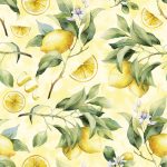 Watercolor,Seamless,Pattern,With,Branches,Ripe,Lemons.,Hand,Painted,Citrus